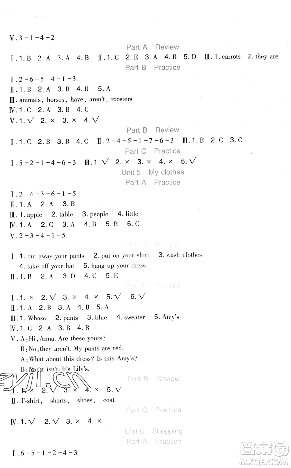 四川教育出版社2022新課標(biāo)小學(xué)生學(xué)習(xí)實(shí)踐園地四年級(jí)英語(yǔ)下冊(cè)人教版(三年級(jí)起點(diǎn))答案