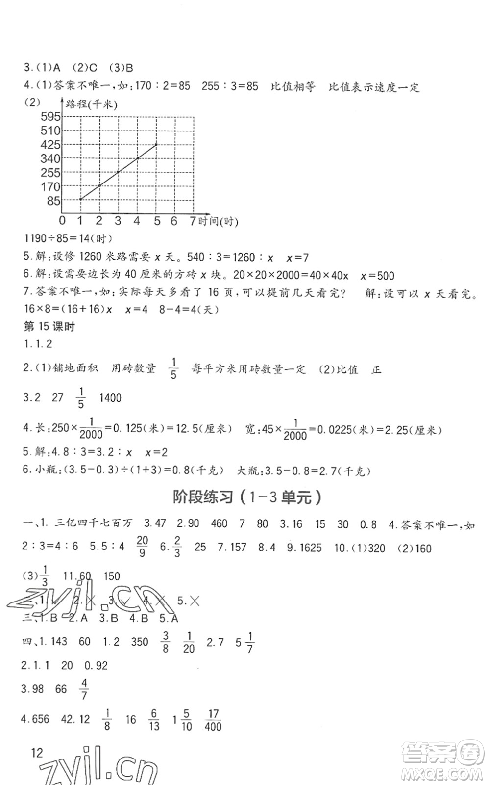 四川教育出版社2022新課標小學生學習實踐園地六年級數(shù)學下冊西師大版答案