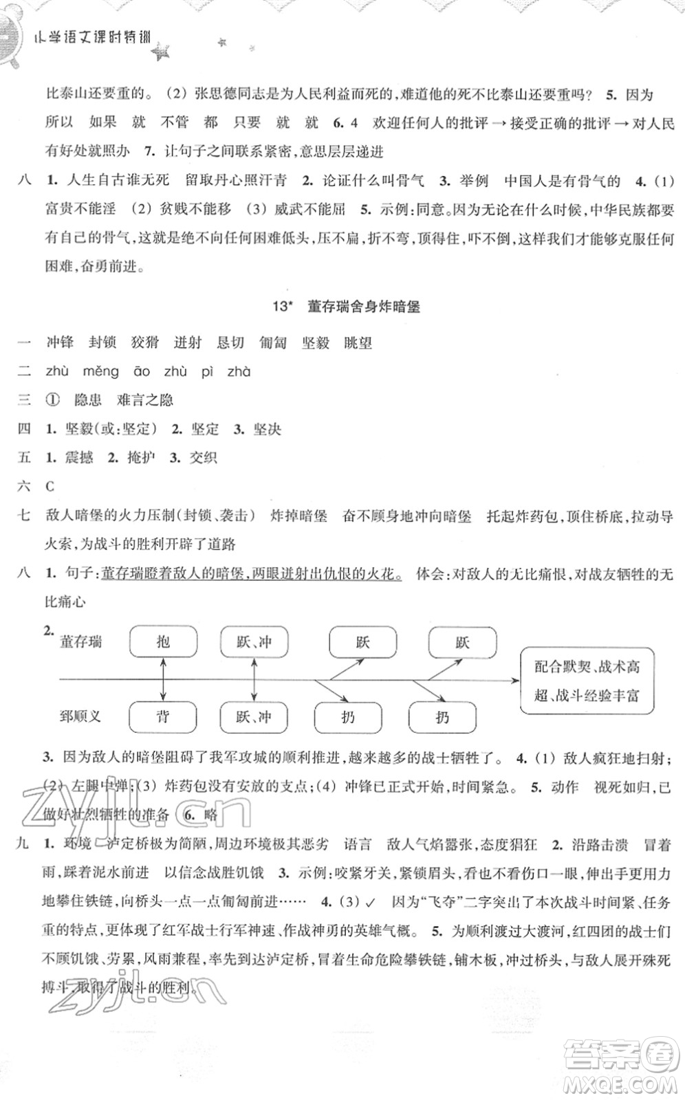 浙江教育出版社2022小學(xué)語(yǔ)文課時(shí)特訓(xùn)六年級(jí)下冊(cè)R人教版答案