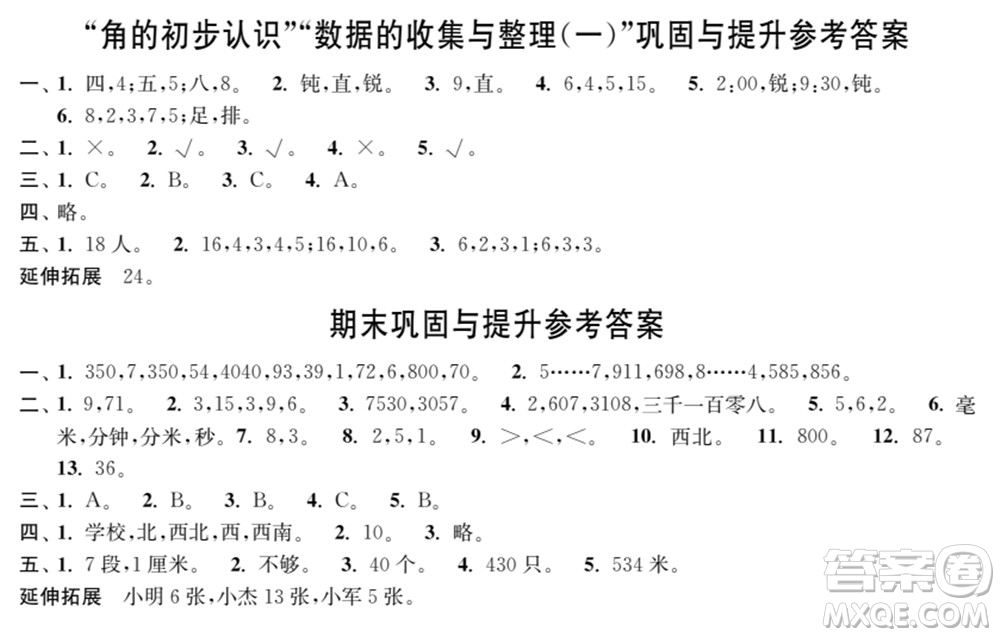 時(shí)代學(xué)習(xí)報(bào)數(shù)學(xué)周刊2021-2022學(xué)年度蘇教版二年級(jí)第二學(xué)期鞏固與提升參考答案