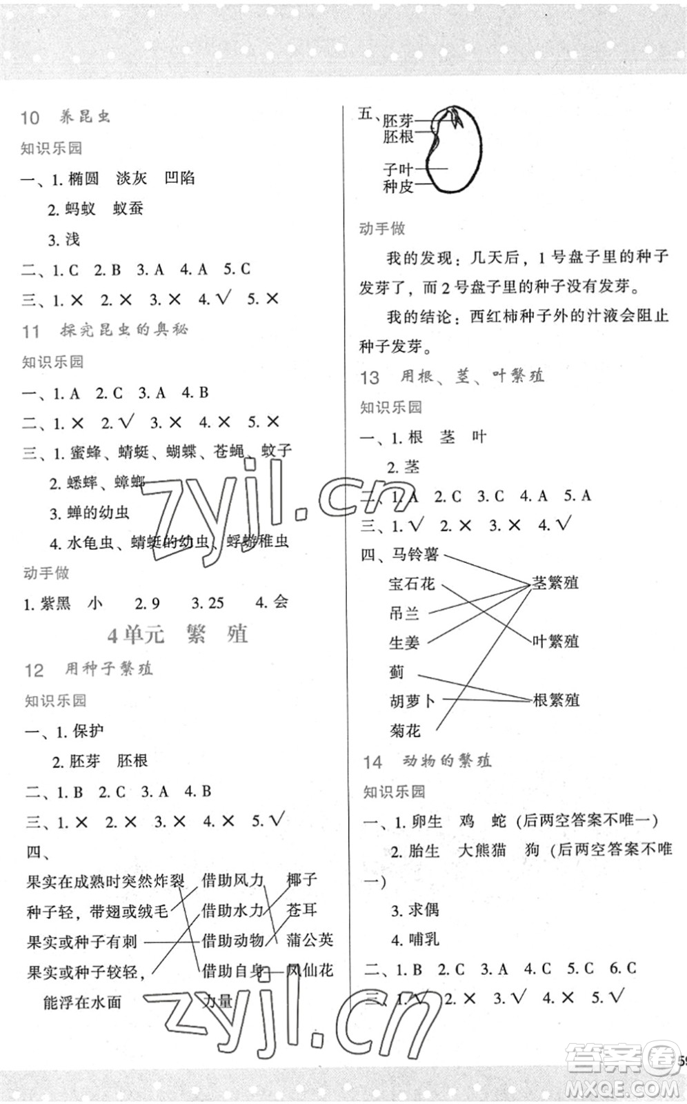 陜西人民教育出版社2022新課程學(xué)習(xí)與評價四年級科學(xué)下冊江蘇教育版答案