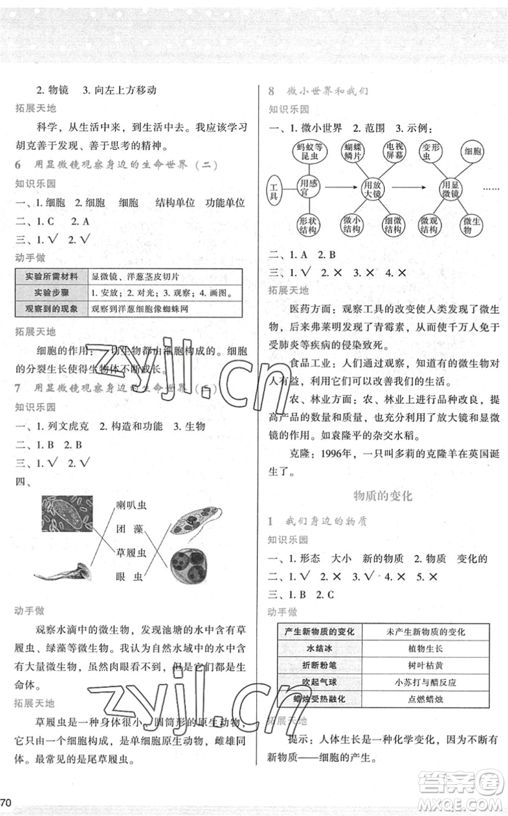 陜西人民教育出版社2022新課程學(xué)習(xí)與評價(jià)六年級科學(xué)下冊教育科學(xué)版答案