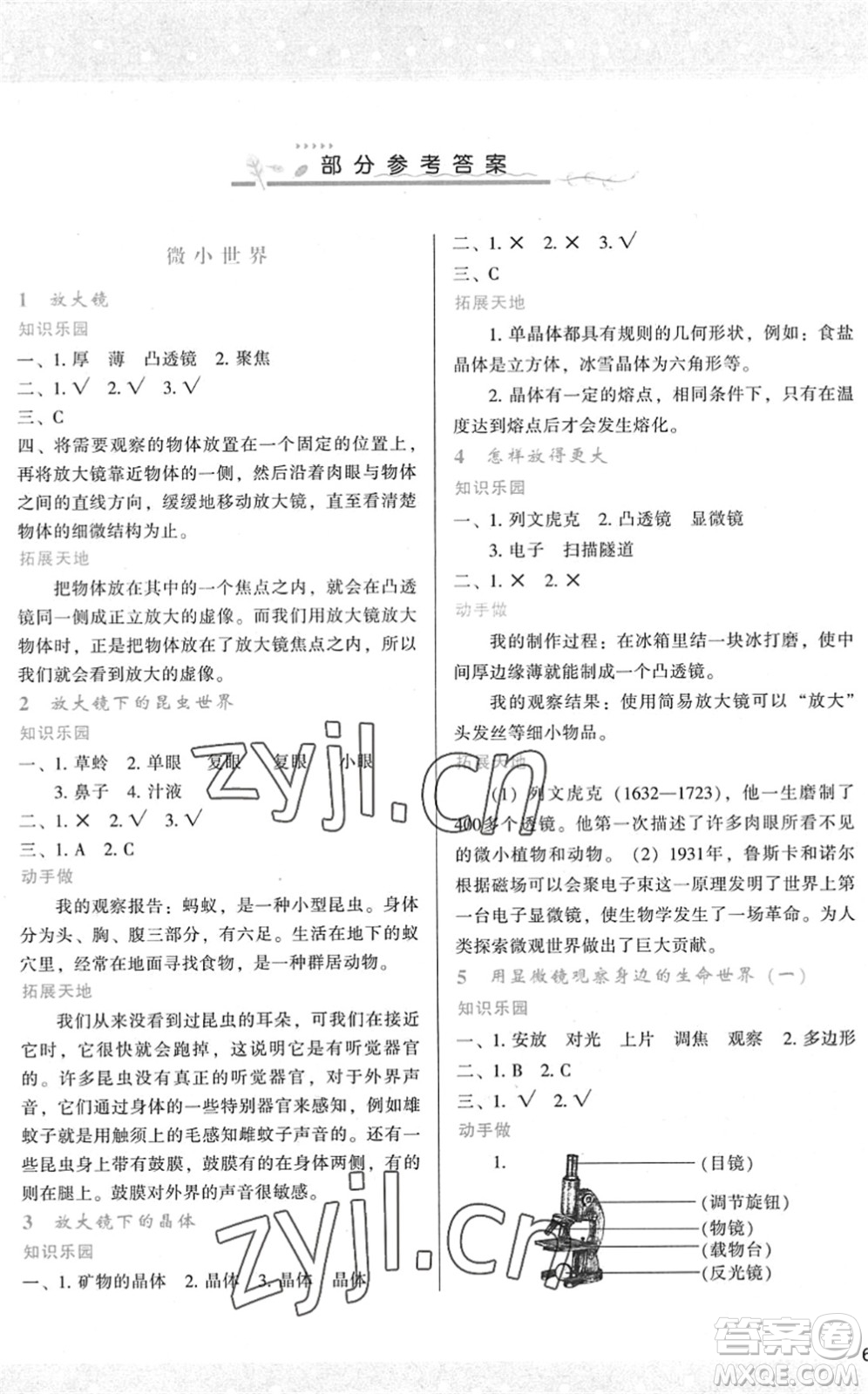 陜西人民教育出版社2022新課程學(xué)習(xí)與評價(jià)六年級科學(xué)下冊教育科學(xué)版答案