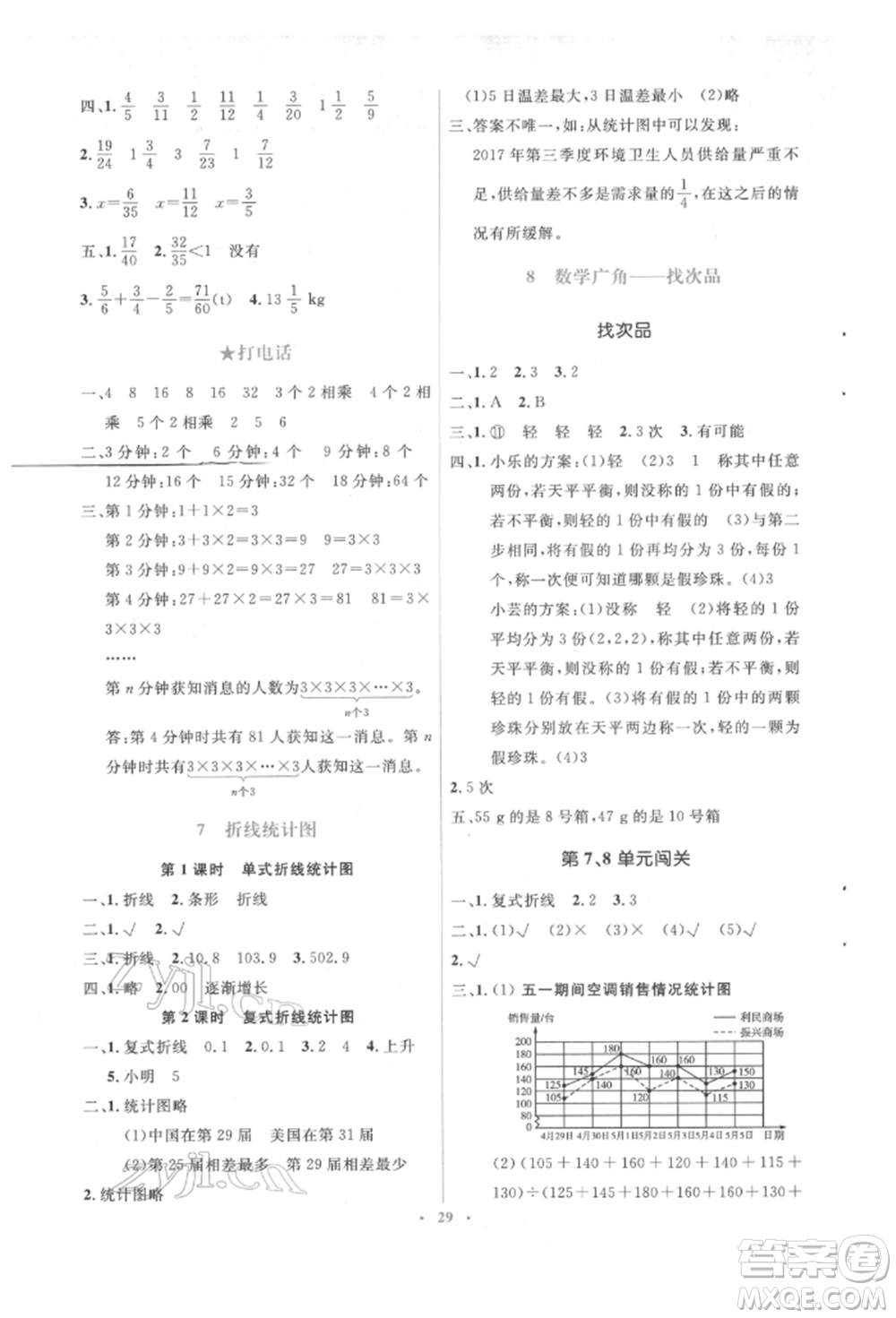人民教育出版社2022同步解析與測評學考練五年級下冊數(shù)學人教版參考答案