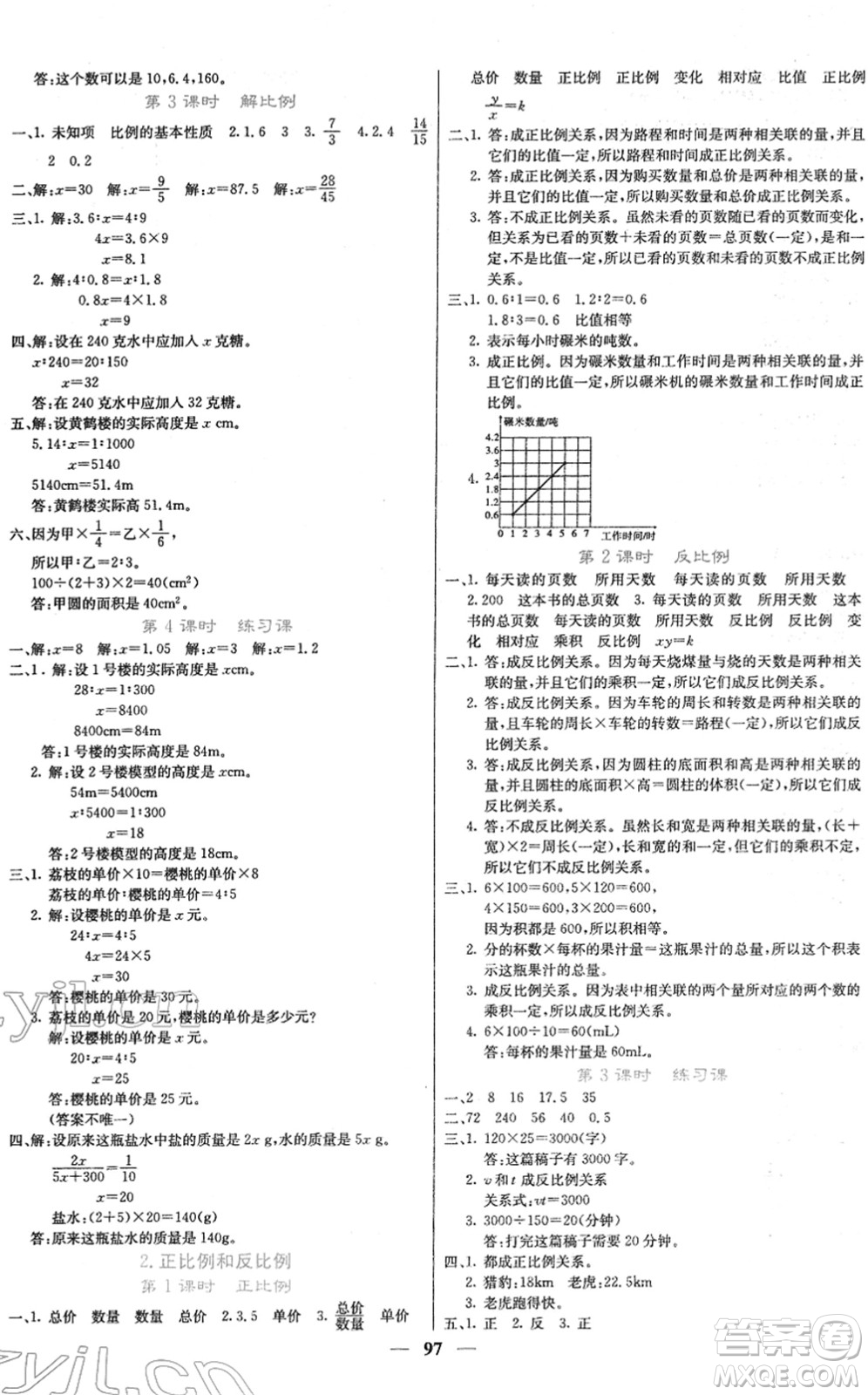 四川大學(xué)出版社2022名校課堂內(nèi)外六年級數(shù)學(xué)下冊RJ人教版答案
