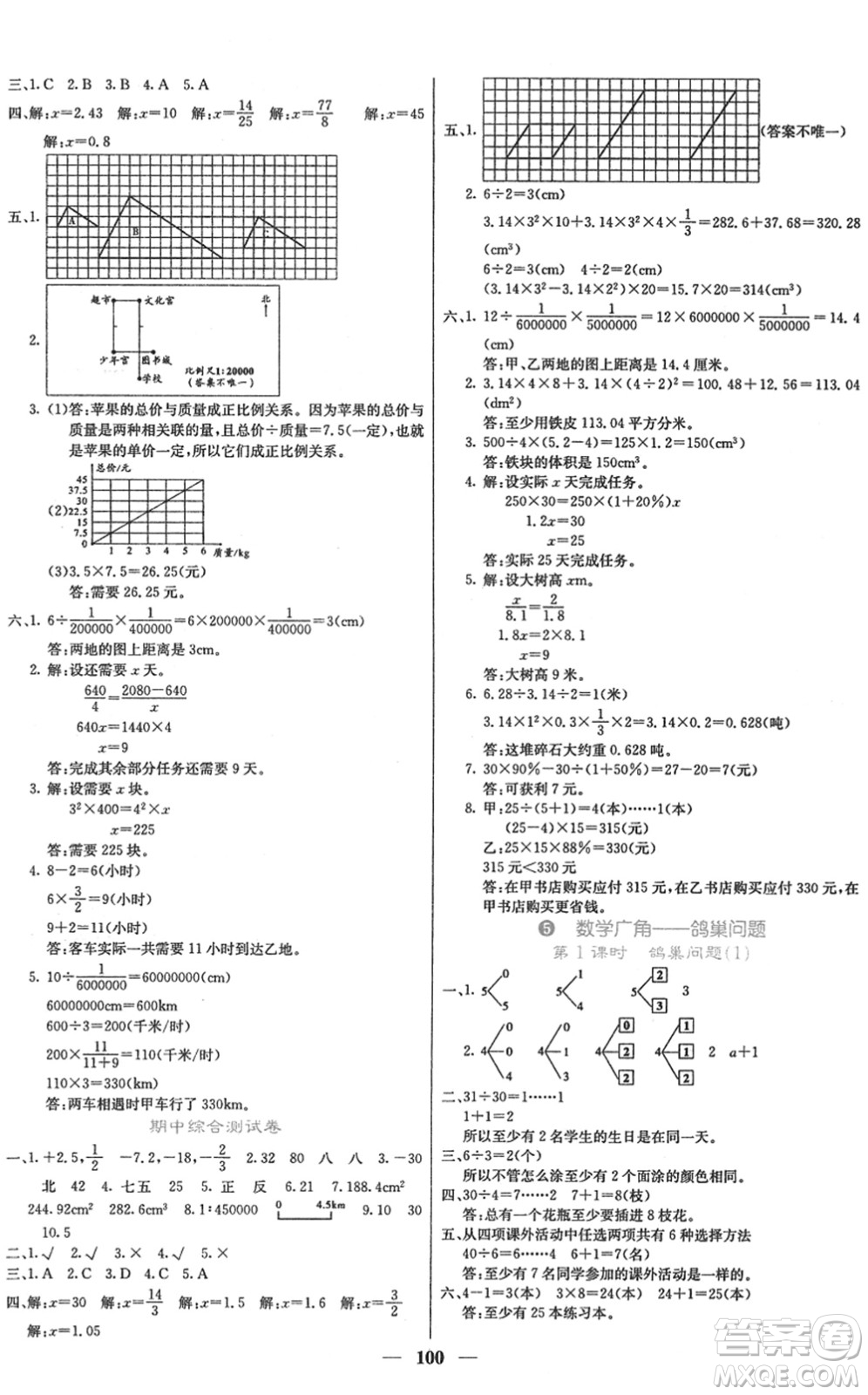 四川大學(xué)出版社2022名校課堂內(nèi)外六年級數(shù)學(xué)下冊RJ人教版答案