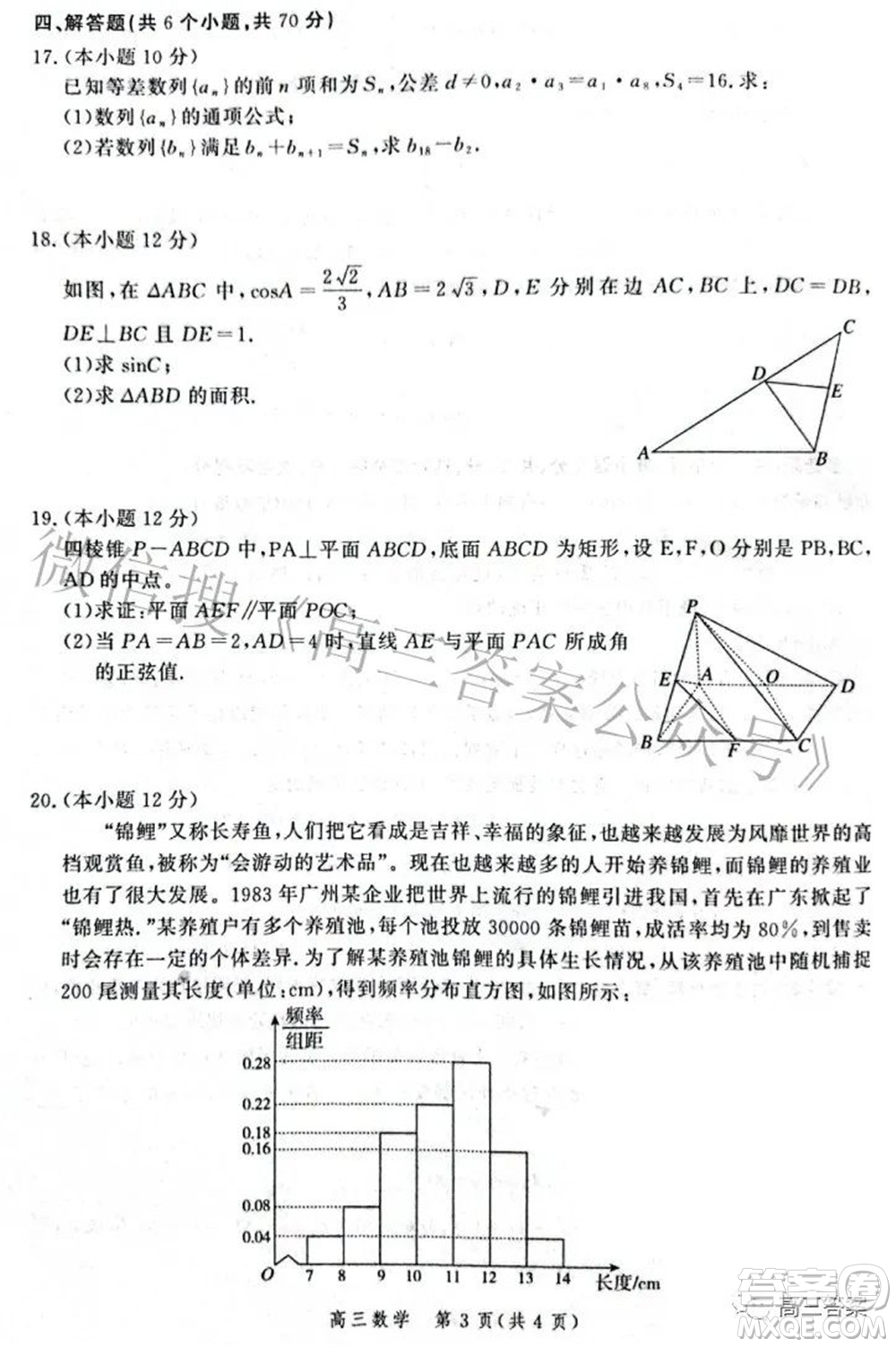 河北省2022屆高三學(xué)生全過程縱向評價(jià)數(shù)學(xué)試題及答案