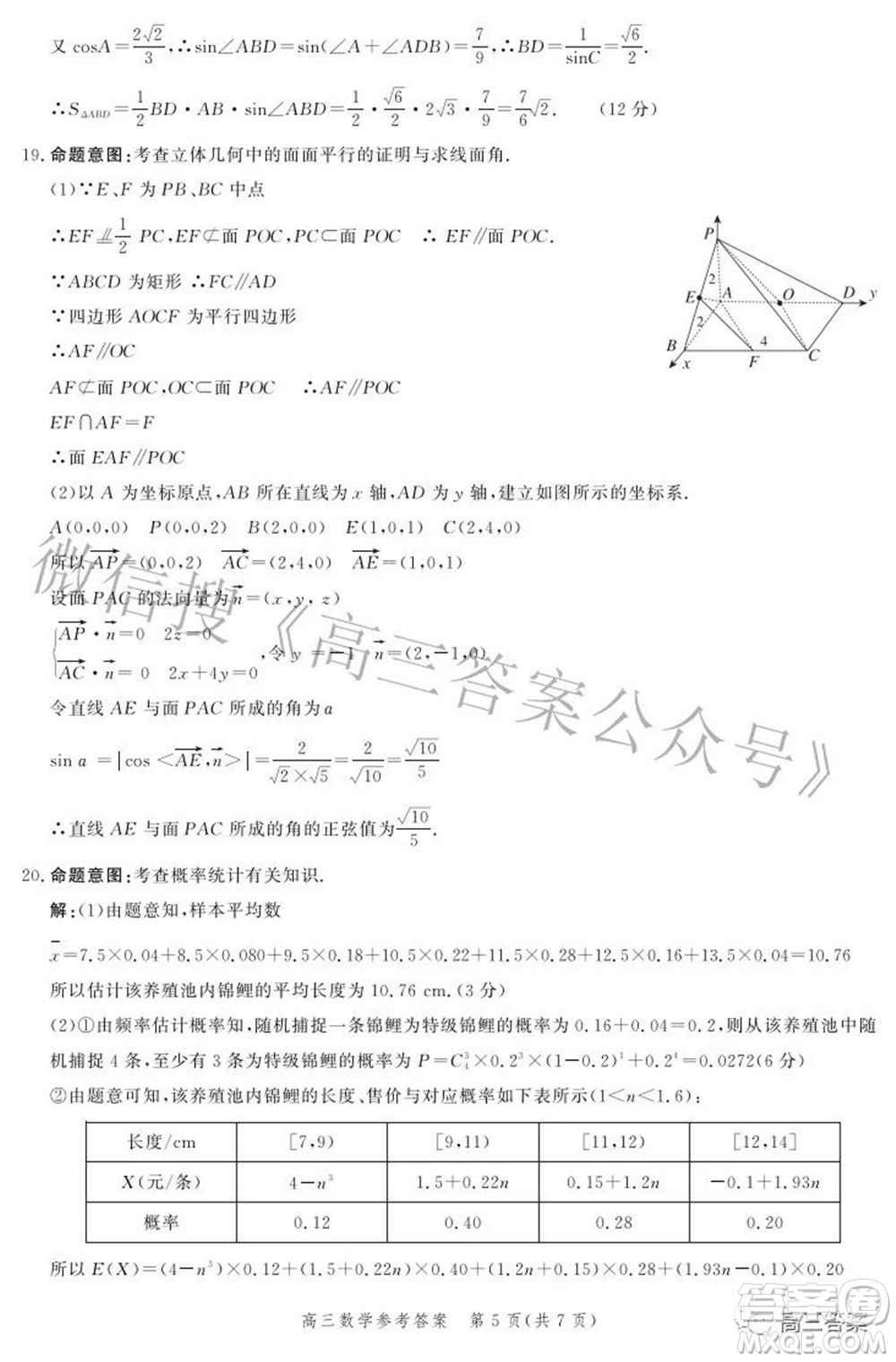 河北省2022屆高三學(xué)生全過程縱向評價(jià)數(shù)學(xué)試題及答案
