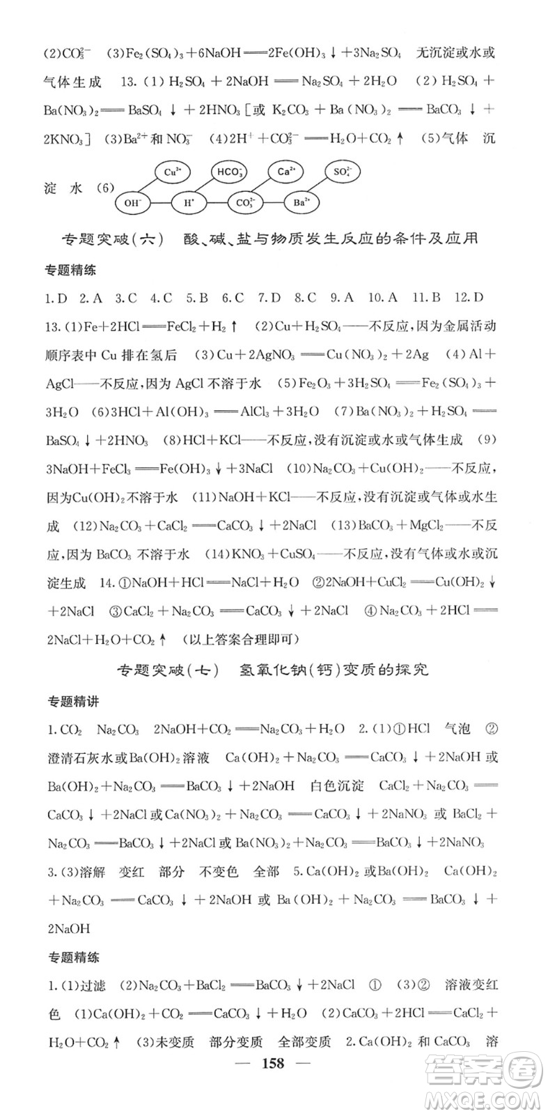 四川大學(xué)出版社2022名校課堂內(nèi)外九年級(jí)化學(xué)下冊(cè)RJ人教版答案