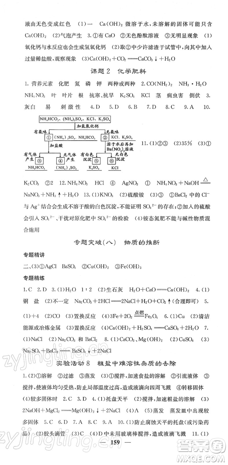 四川大學(xué)出版社2022名校課堂內(nèi)外九年級(jí)化學(xué)下冊(cè)RJ人教版答案
