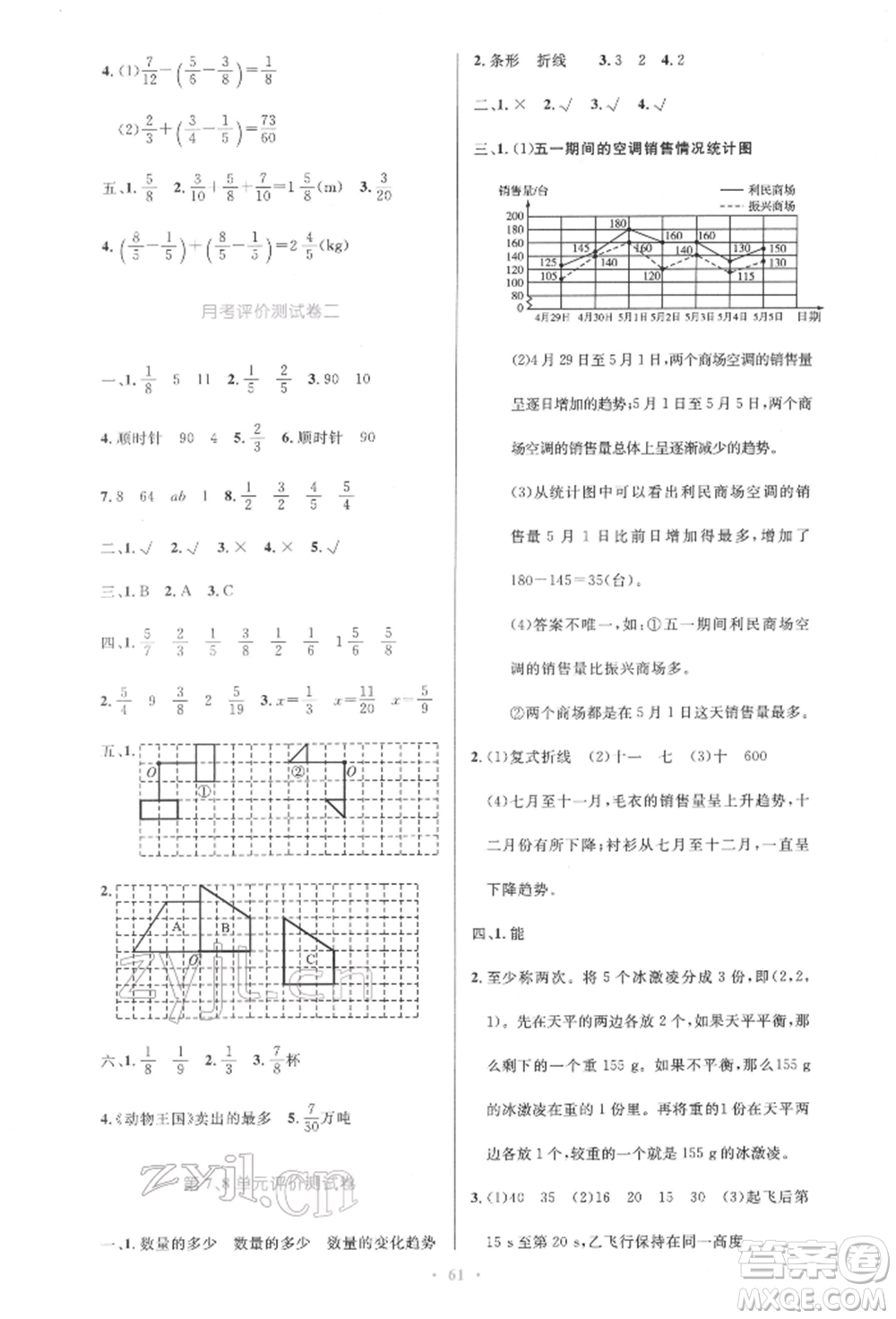 人民教育出版社2022小學同步測控優(yōu)化設(shè)計五年級數(shù)學下冊人教版增強版參考答案