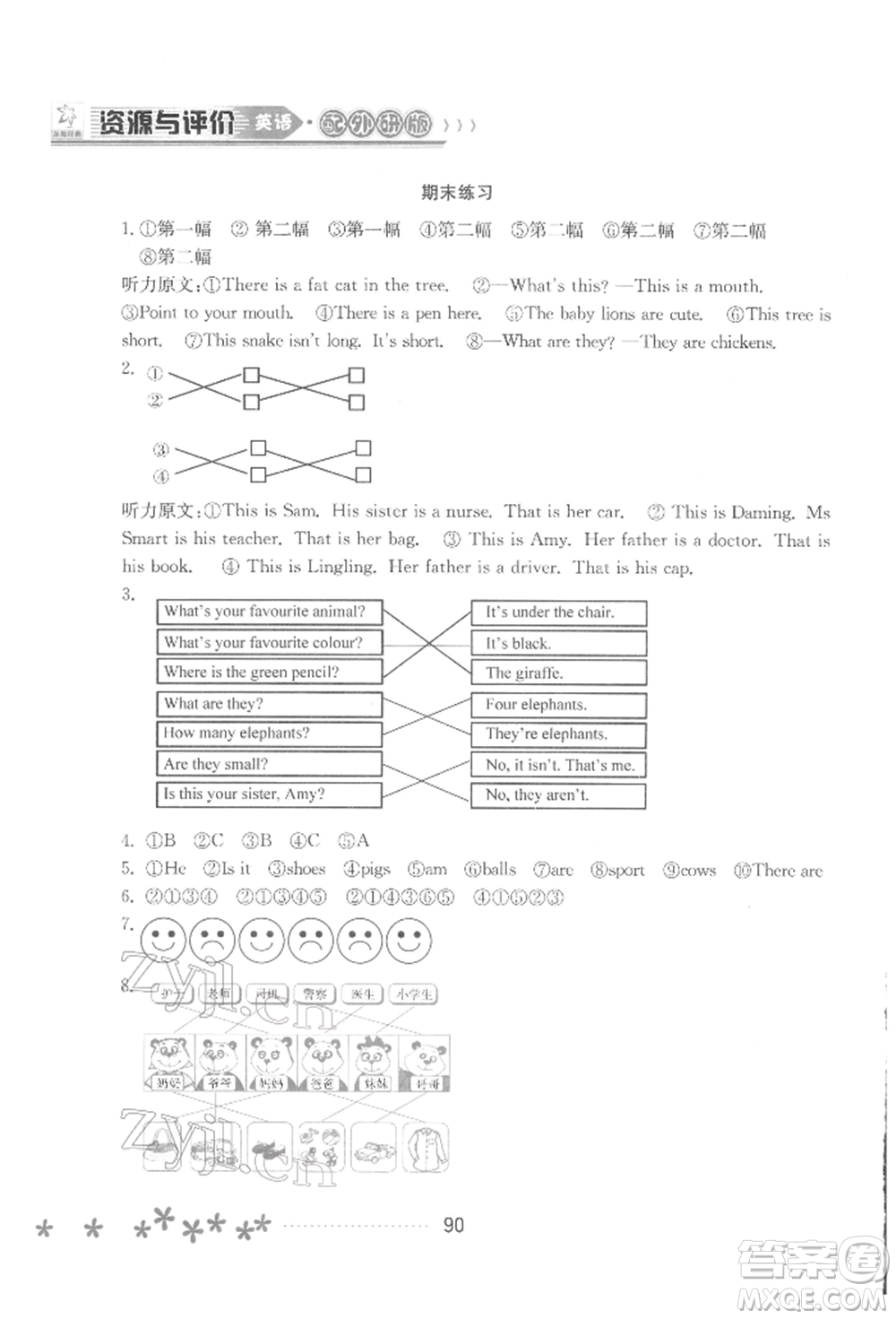 黑龍江教育出版社2022資源與評(píng)價(jià)一年級(jí)下冊(cè)英語(yǔ)外研版大慶專版參考答案