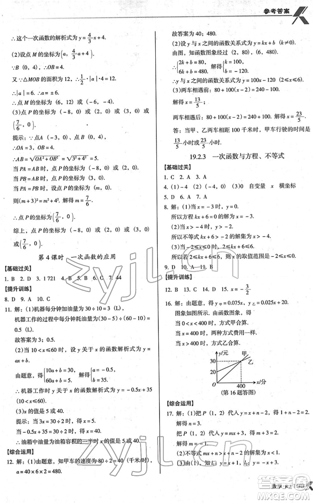 廣東經(jīng)濟(jì)出版社2022全優(yōu)點練課計劃八年級數(shù)學(xué)下冊RJ人教版答案