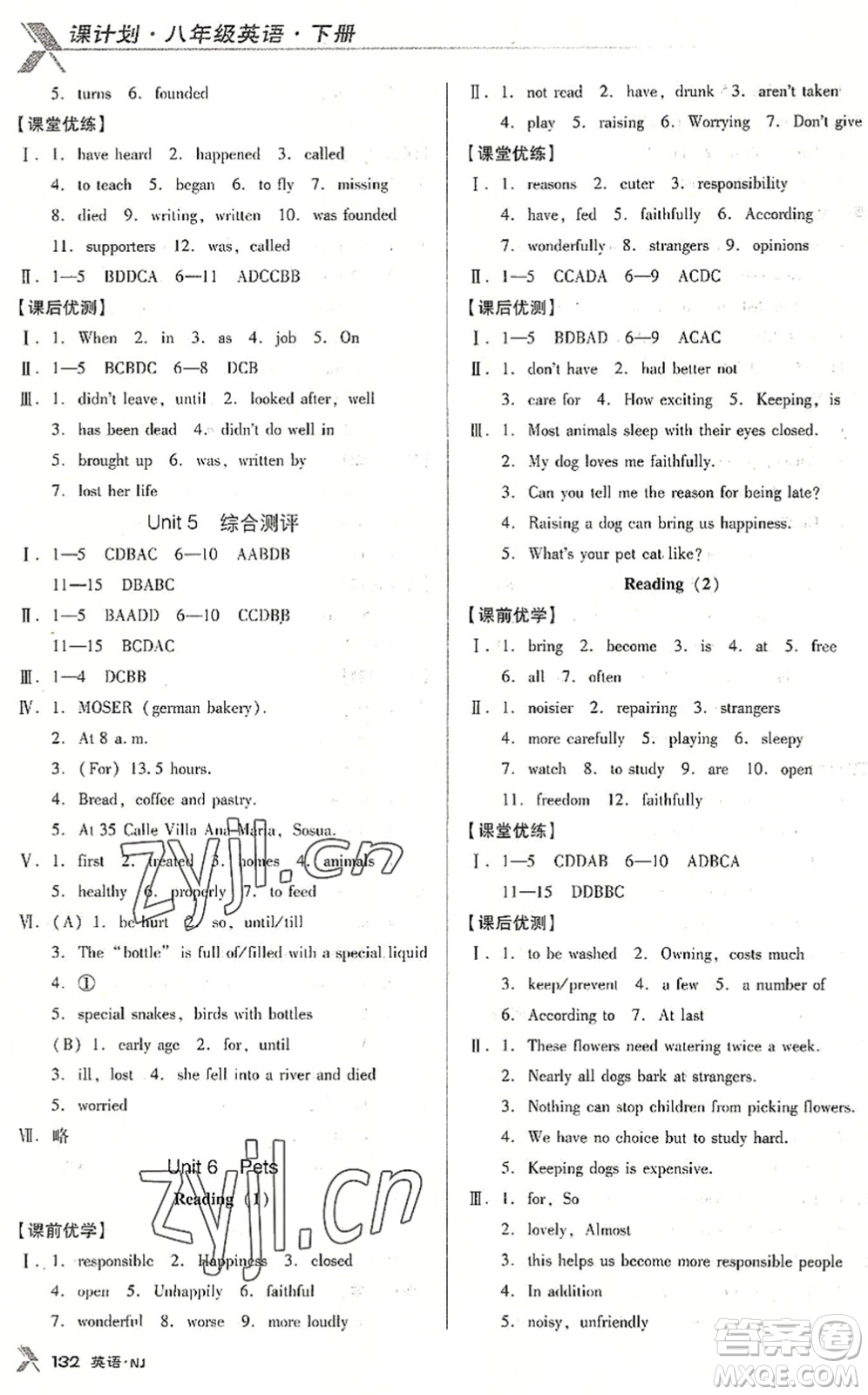 廣東經(jīng)濟(jì)出版社2022全優(yōu)點(diǎn)練課計(jì)劃八年級(jí)英語(yǔ)下冊(cè)NJ牛津版答案