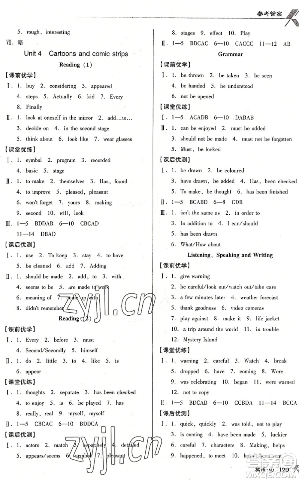 廣東經(jīng)濟(jì)出版社2022全優(yōu)點(diǎn)練課計(jì)劃八年級(jí)英語(yǔ)下冊(cè)NJ牛津版答案