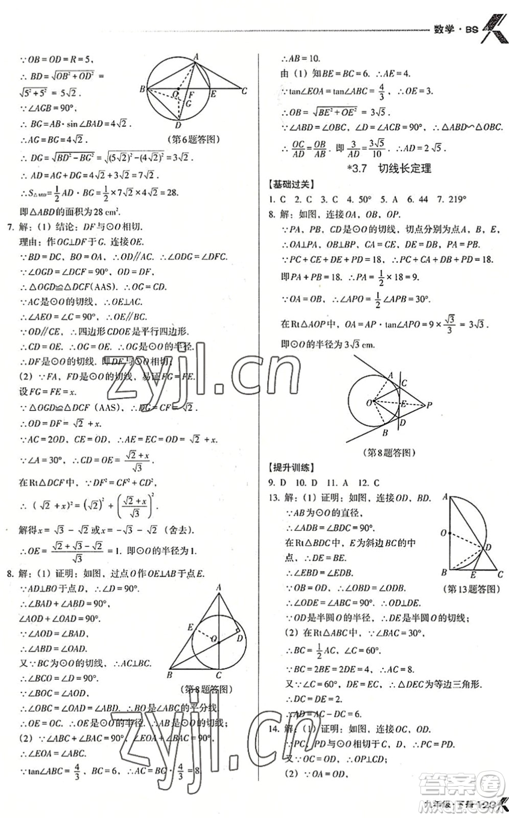 遼海出版社2022全優(yōu)點(diǎn)練課計(jì)劃九年級(jí)數(shù)學(xué)下冊(cè)BS北師版答案