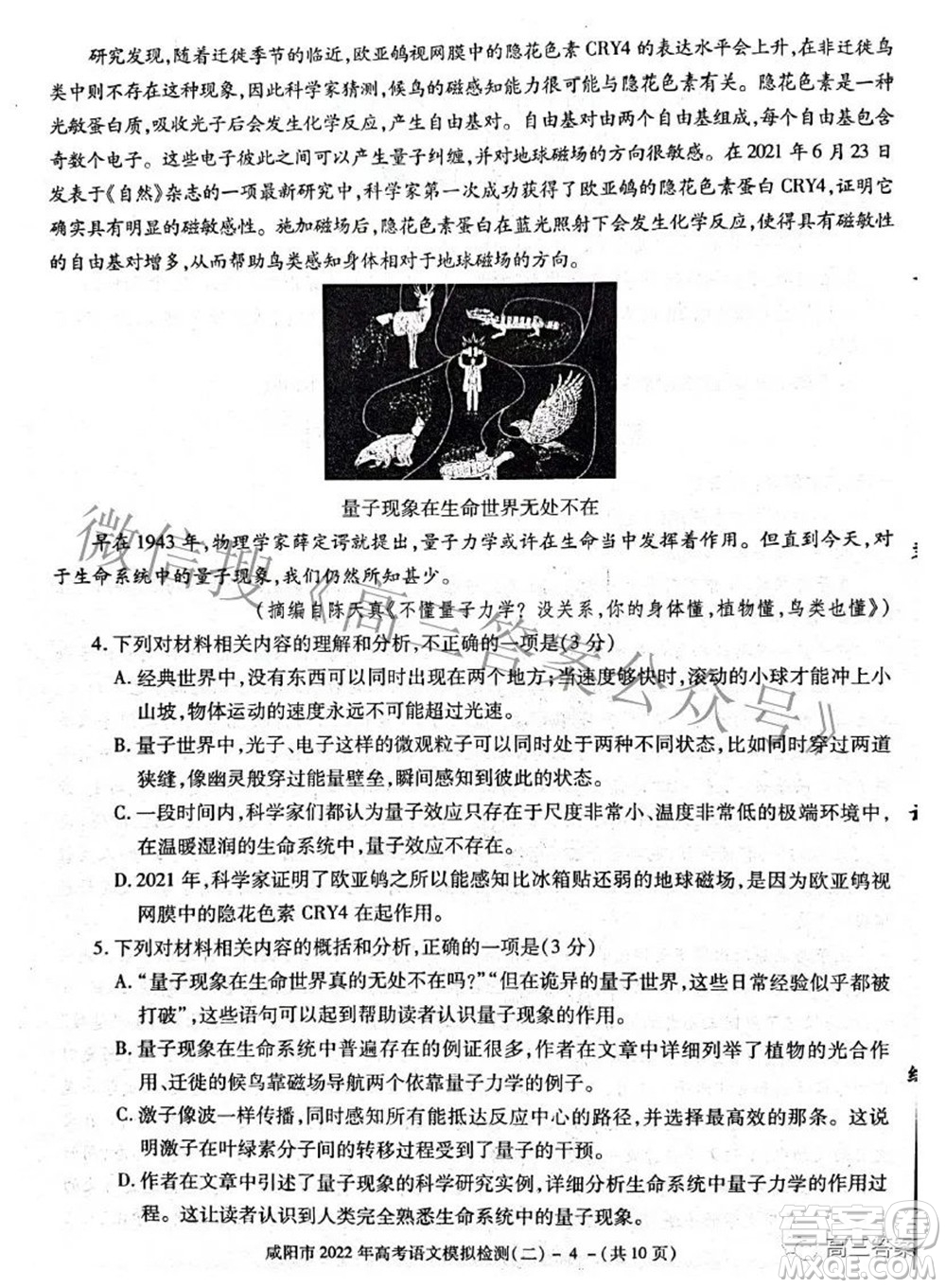 咸陽(yáng)市2022年高考模擬檢測(cè)二語(yǔ)文試題及答案