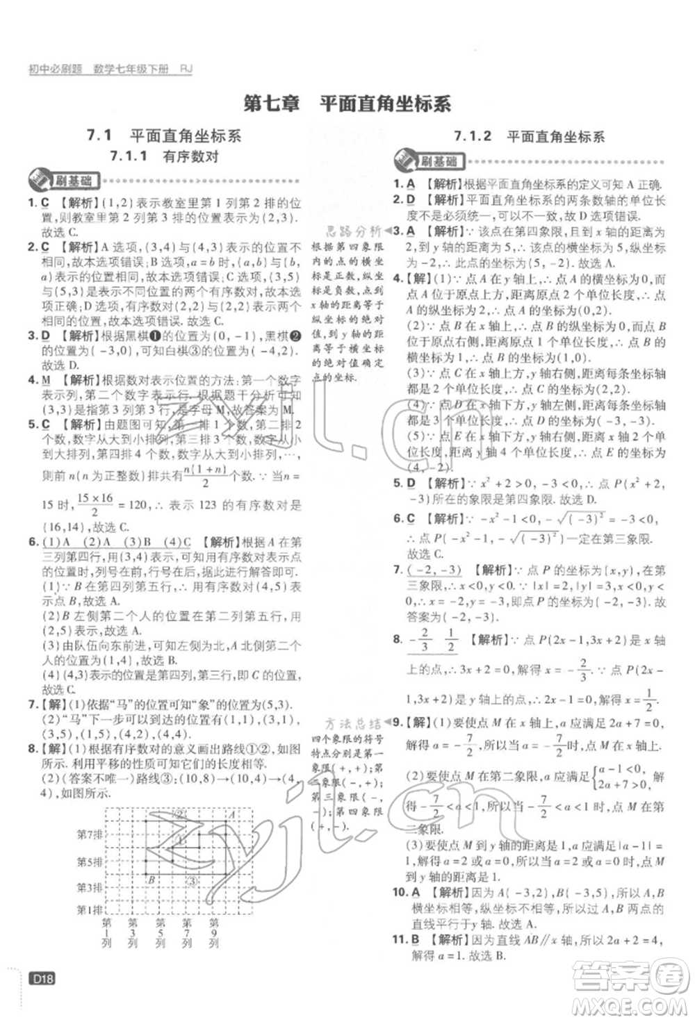 開明出版社2022初中必刷題七年級數學下冊人教版參考答案