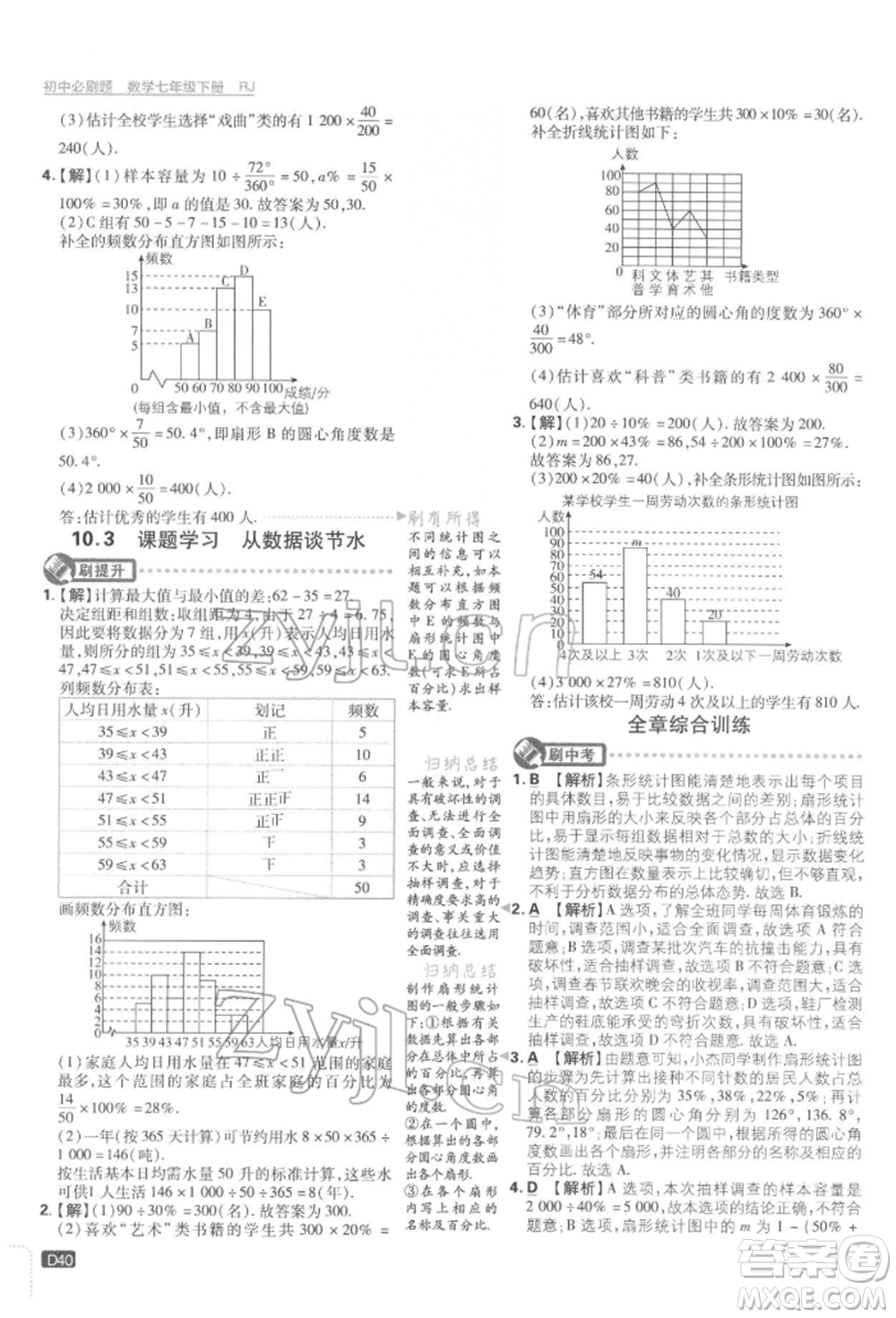開明出版社2022初中必刷題七年級數學下冊人教版參考答案