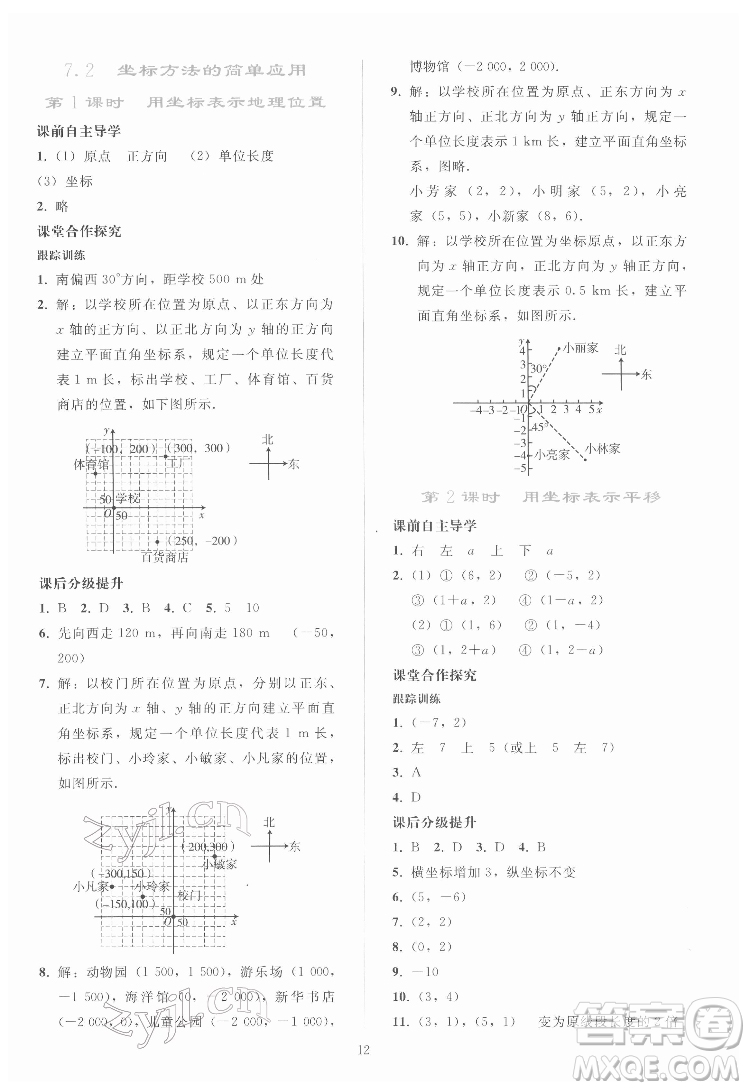人民教育出版社2022同步輕松練習(xí)數(shù)學(xué)七年級(jí)下冊(cè)人教版答案
