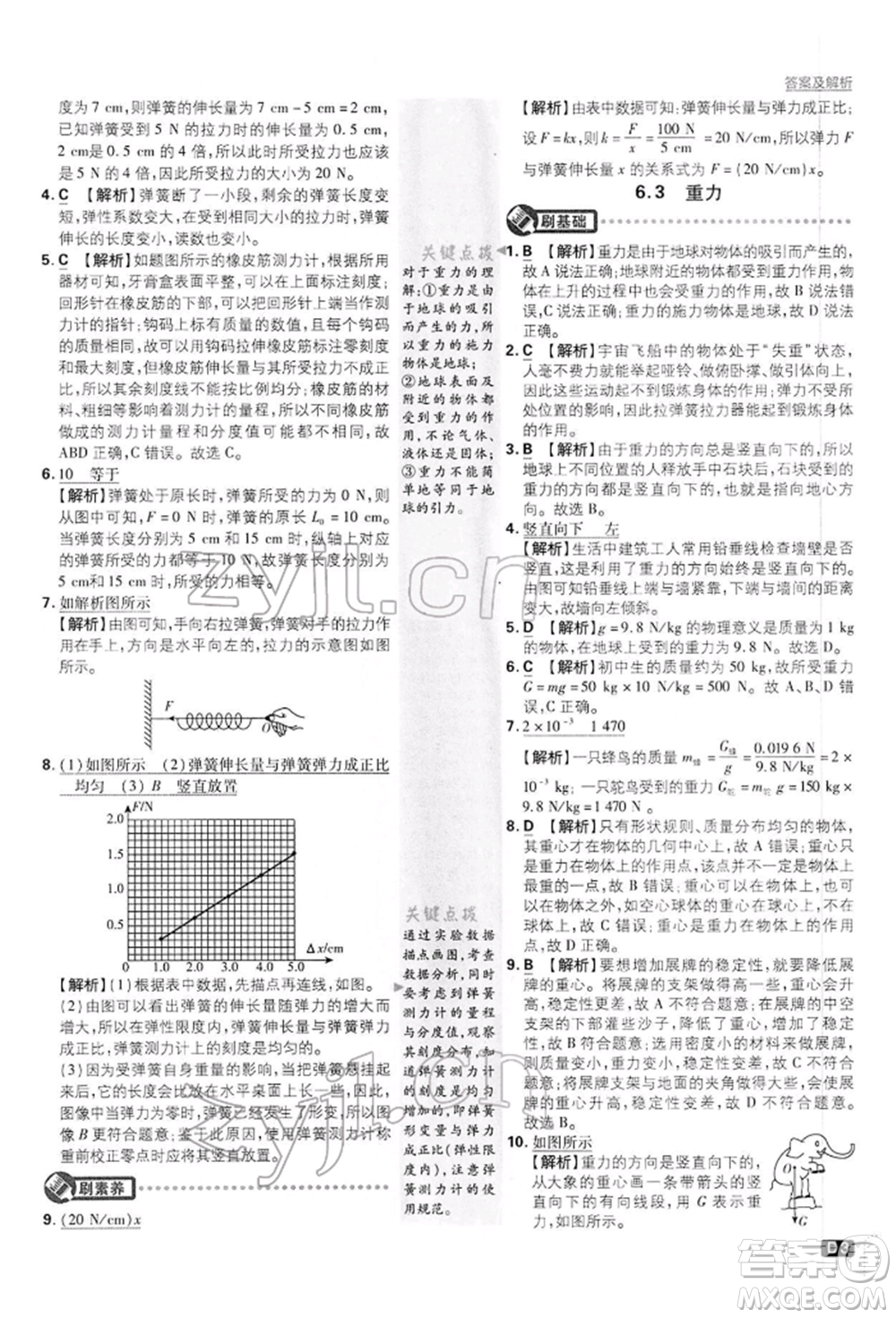 開明出版社2022初中必刷題八年級物理下冊滬粵版參考答案