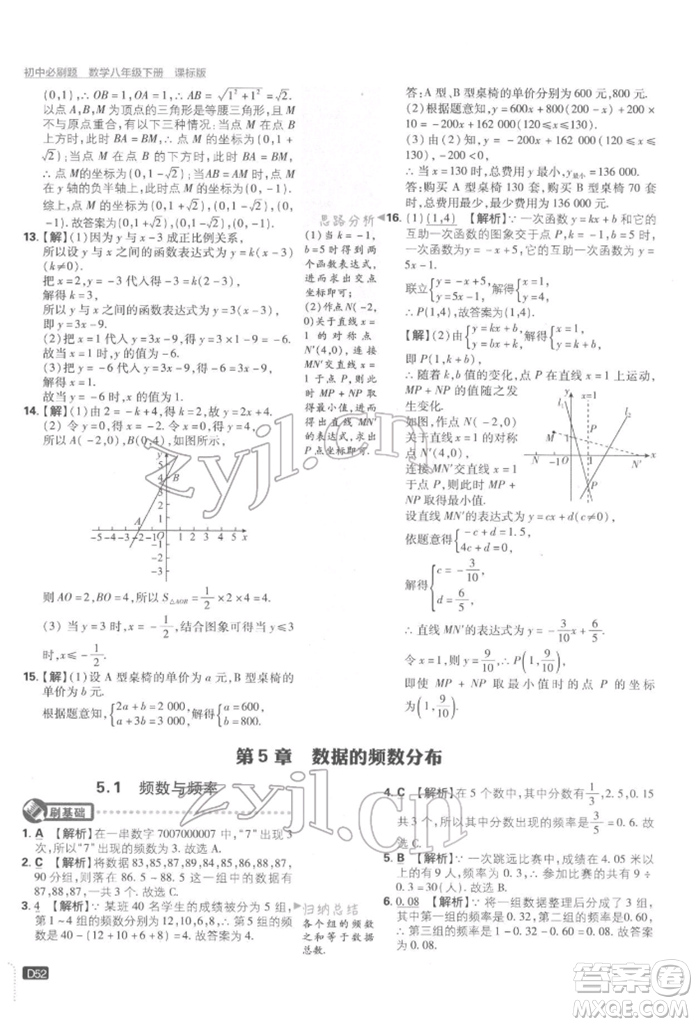 開明出版社2022初中必刷題八年級數(shù)學下冊湘教版參考答案