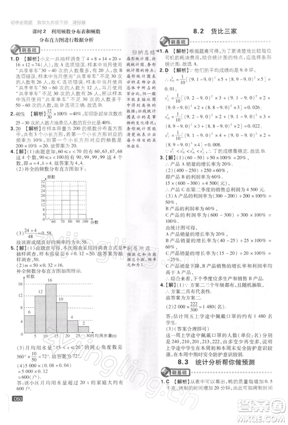 開(kāi)明出版社2022初中必刷題九年級(jí)數(shù)學(xué)下冊(cè)蘇科版參考答案