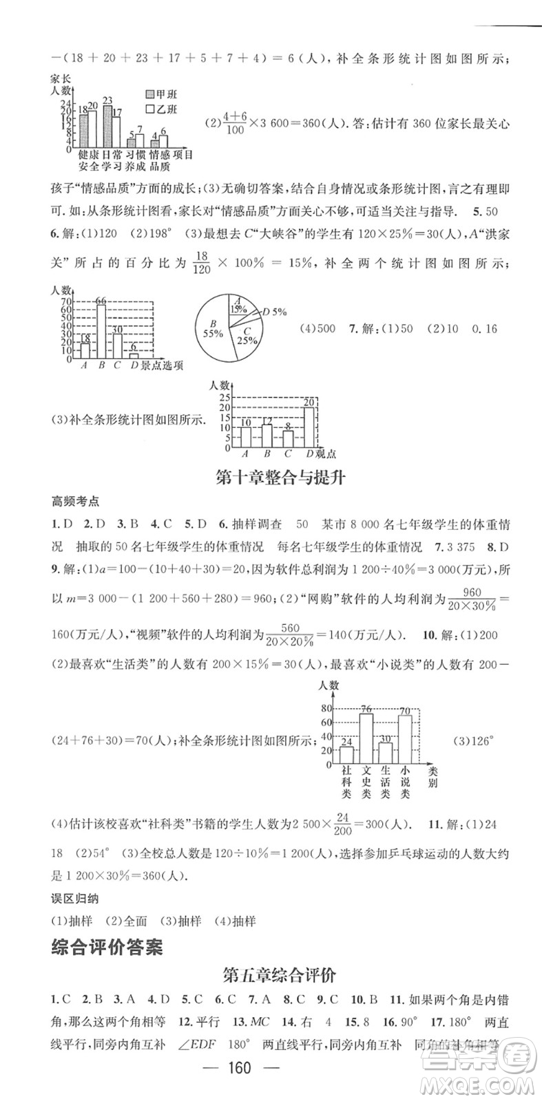 江西教育出版社2022名師測控七年級數(shù)學下冊RJ人教版答案