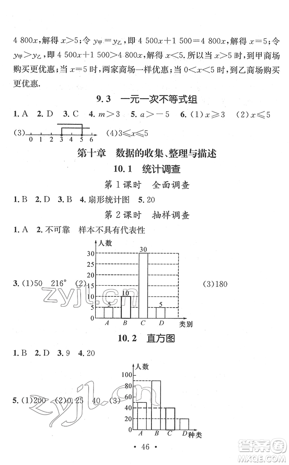 江西教育出版社2022名師測控七年級數(shù)學下冊RJ人教版答案
