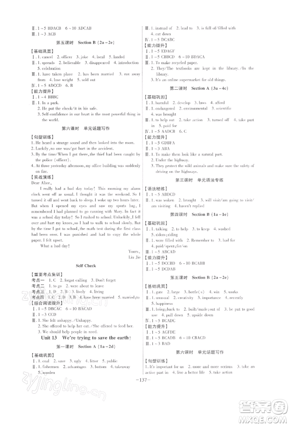 安徽師范大學(xué)出版社2022課時(shí)A計(jì)劃九年級(jí)下冊(cè)英語人教版參考答案
