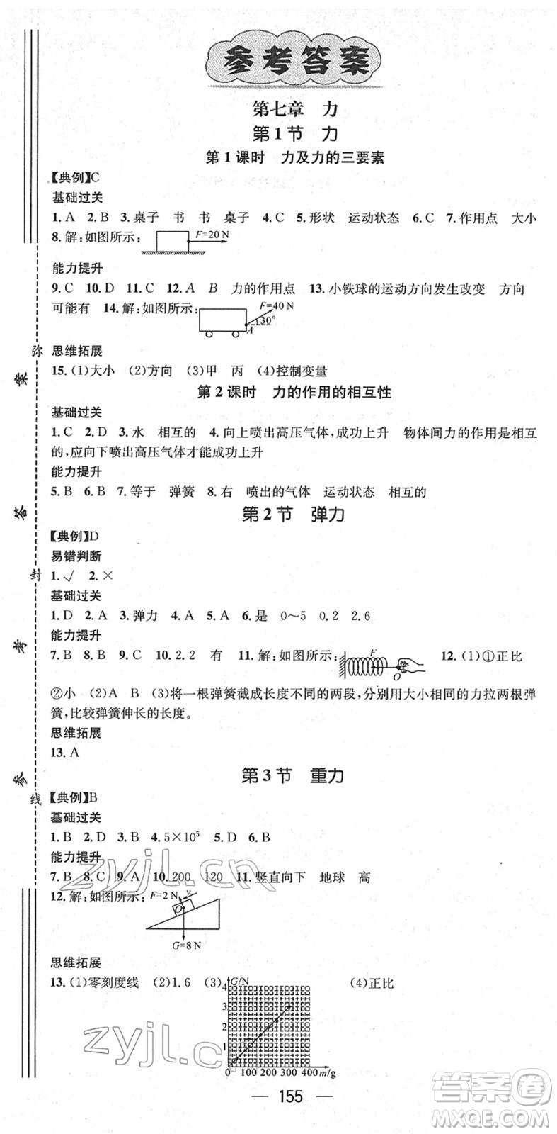 江西教育出版社2022名師測(cè)控八年級(jí)物理下冊(cè)RJ人教版答案