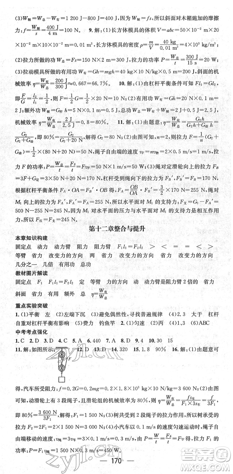 江西教育出版社2022名師測(cè)控八年級(jí)物理下冊(cè)RJ人教版答案