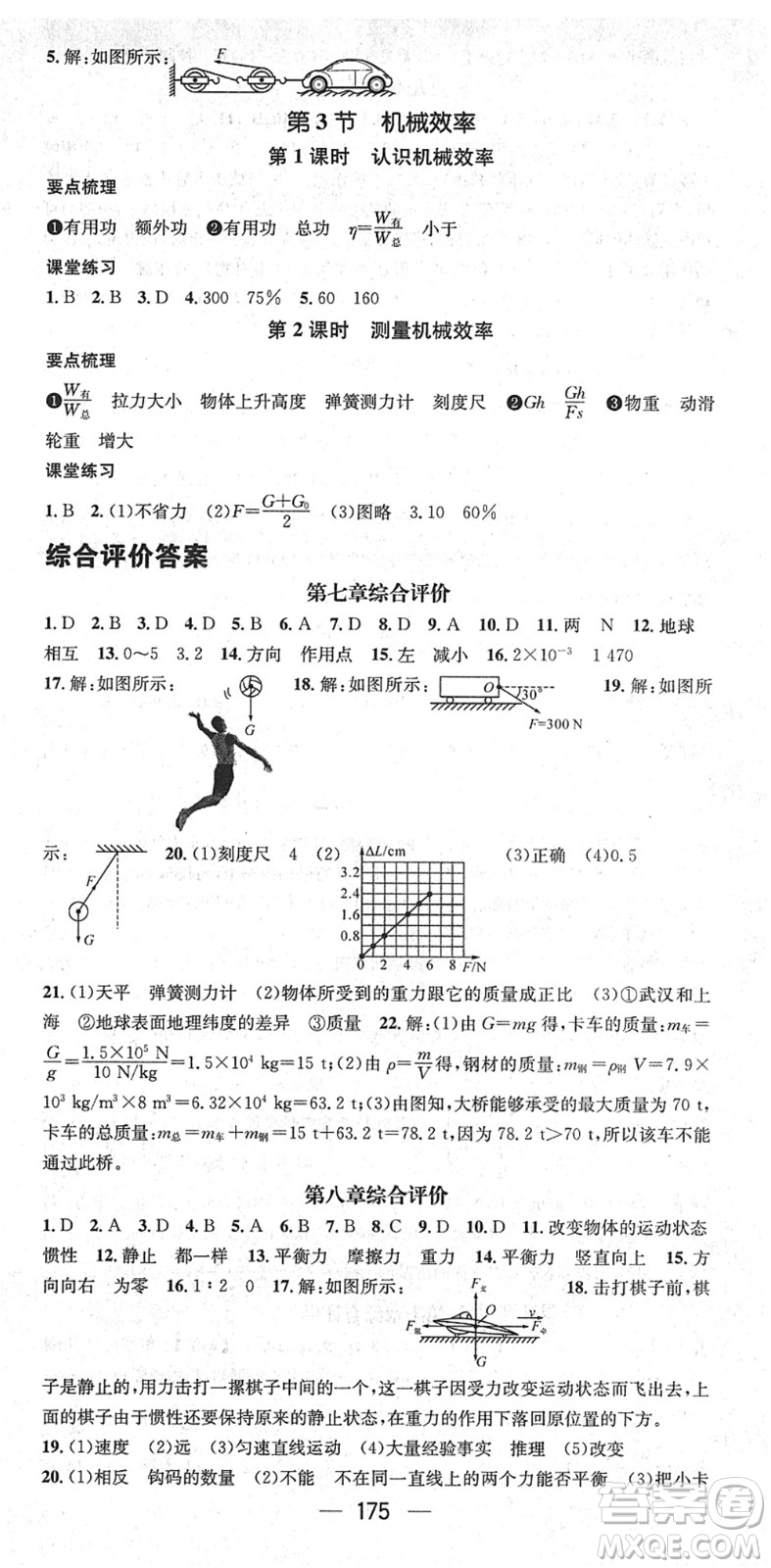 江西教育出版社2022名師測(cè)控八年級(jí)物理下冊(cè)RJ人教版答案