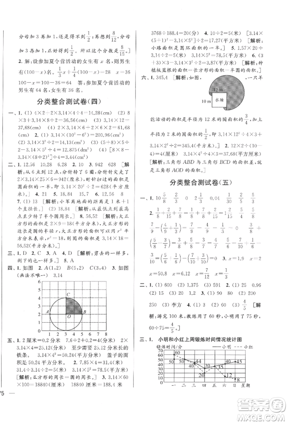 北京教育出版社2022亮點給力大試卷五年級下冊數(shù)學(xué)江蘇版參考答案