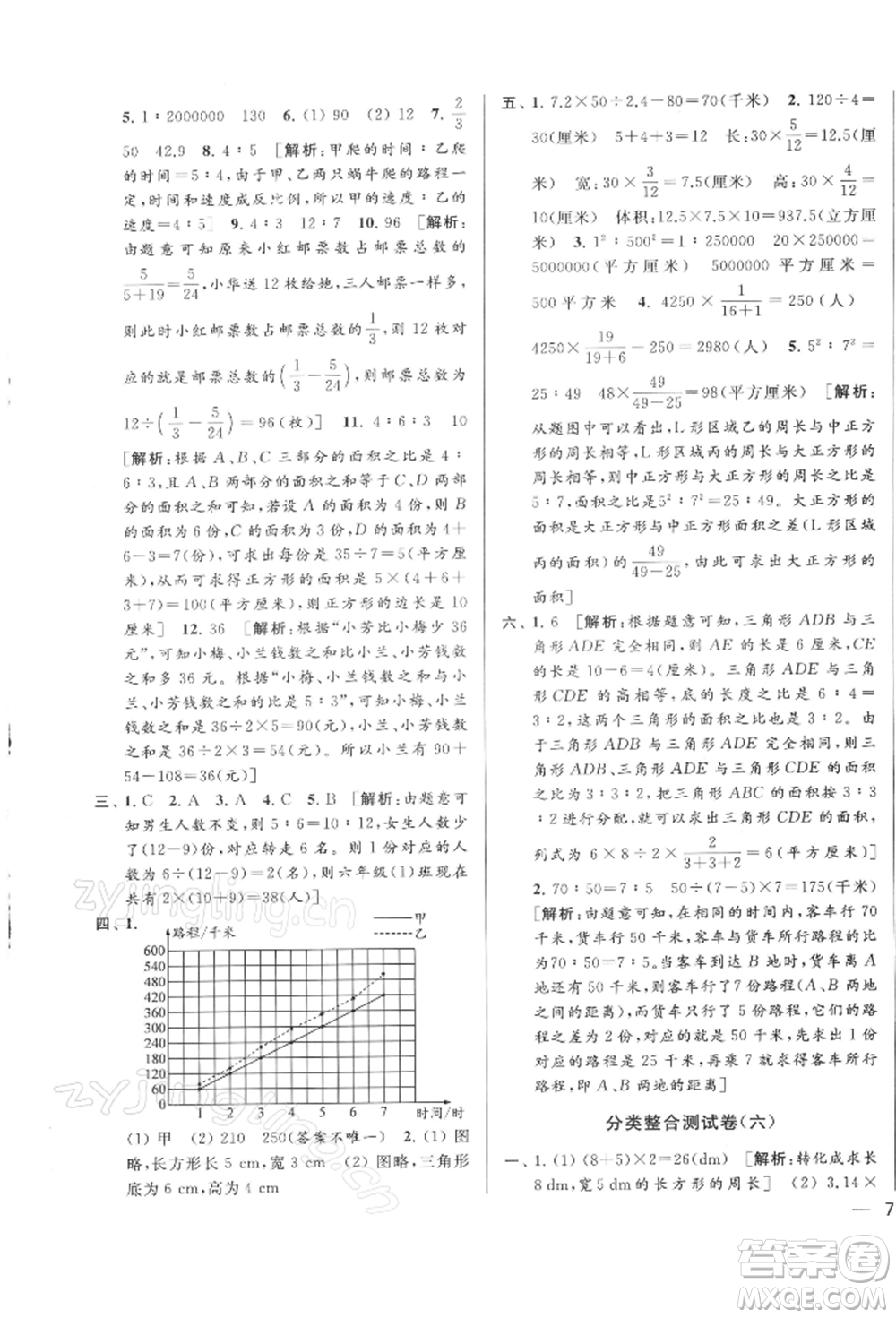北京教育出版社2022亮點給力大試卷六年級下冊數(shù)學江蘇版參考答案
