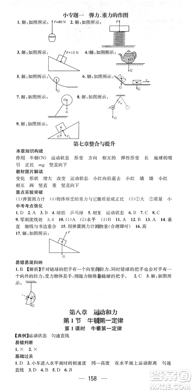 江西教育出版社2022名師測(cè)控八年級(jí)物理下冊(cè)RJ人教版江西專版答案