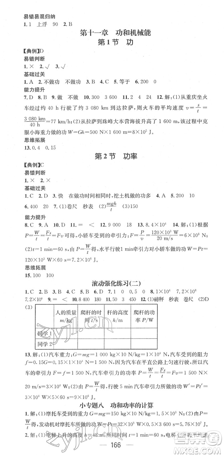 江西教育出版社2022名師測(cè)控八年級(jí)物理下冊(cè)RJ人教版江西專版答案