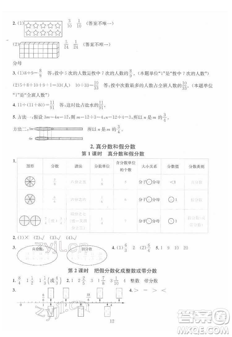 華東師范大學(xué)出版社2022一課一練數(shù)學(xué)A版五年級(jí)下冊(cè)人教版答案