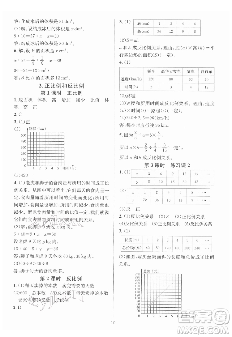 華東師范大學(xué)出版社2022一課一練數(shù)學(xué)A版六年級下冊人教版答案