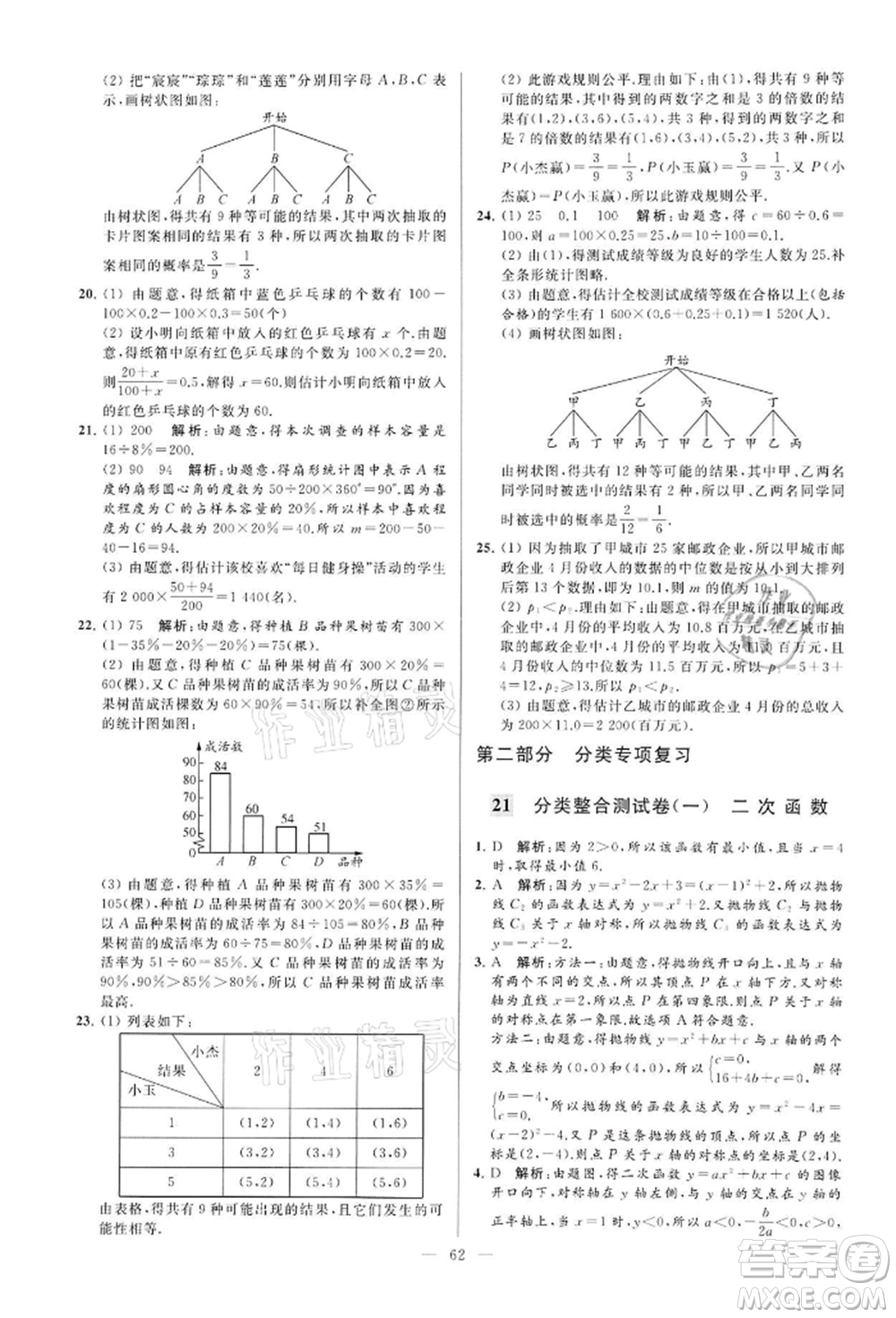 云南美術(shù)出版社2022亮點給力大試卷九年級下冊數(shù)學(xué)蘇科版參考答案
