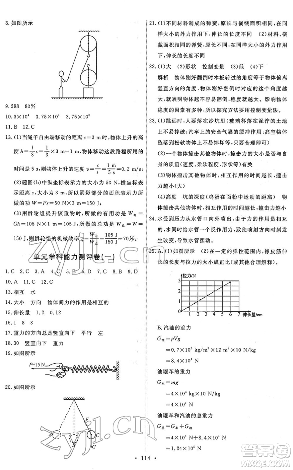 人民教育出版社2022能力培養(yǎng)與測試八年級物理下冊人教版答案