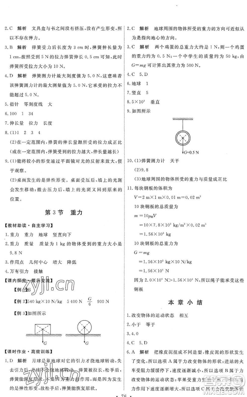 人民教育出版社2022能力培養(yǎng)與測(cè)試八年級(jí)物理下冊(cè)人教版湖南專版答案