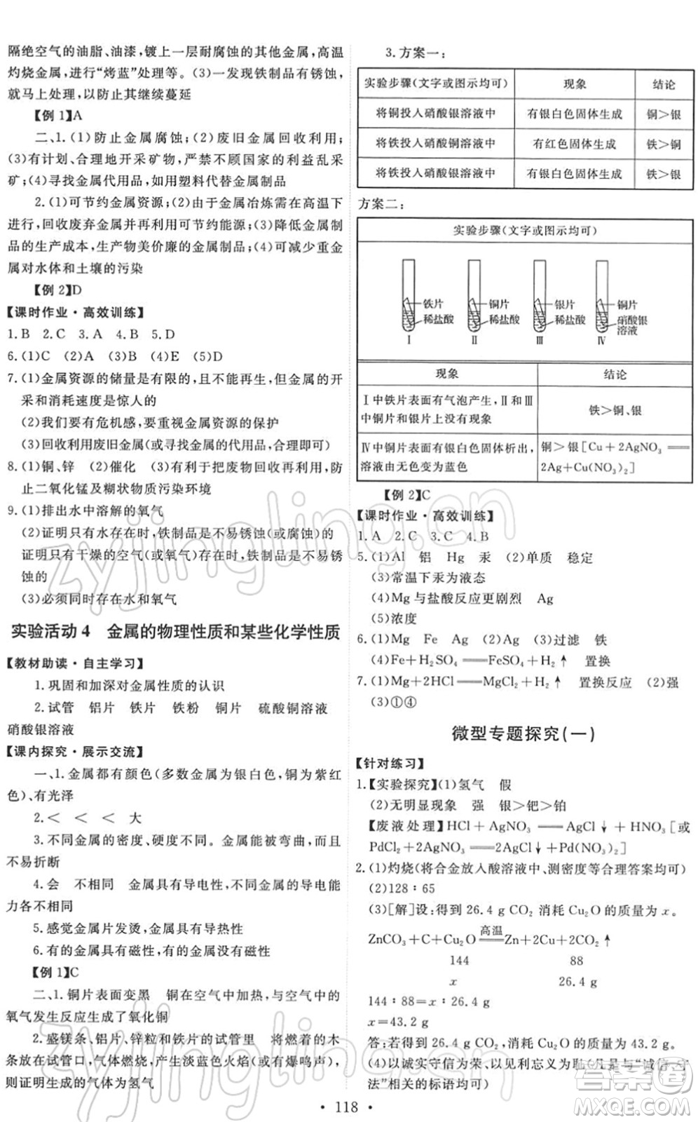 人民教育出版社2022能力培養(yǎng)與測(cè)試九年級(jí)化學(xué)下冊(cè)人教版答案