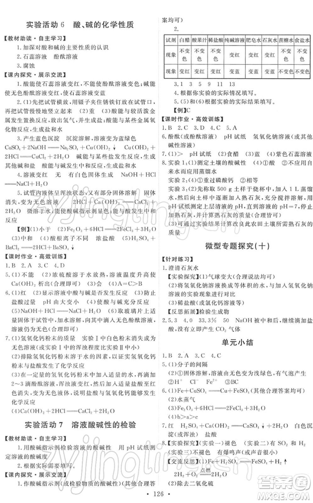 人民教育出版社2022能力培養(yǎng)與測(cè)試九年級(jí)化學(xué)下冊(cè)人教版答案
