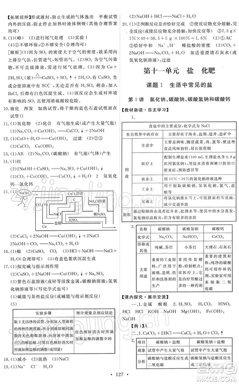 人民教育出版社2022能力培養(yǎng)與測(cè)試九年級(jí)化學(xué)下冊(cè)人教版答案