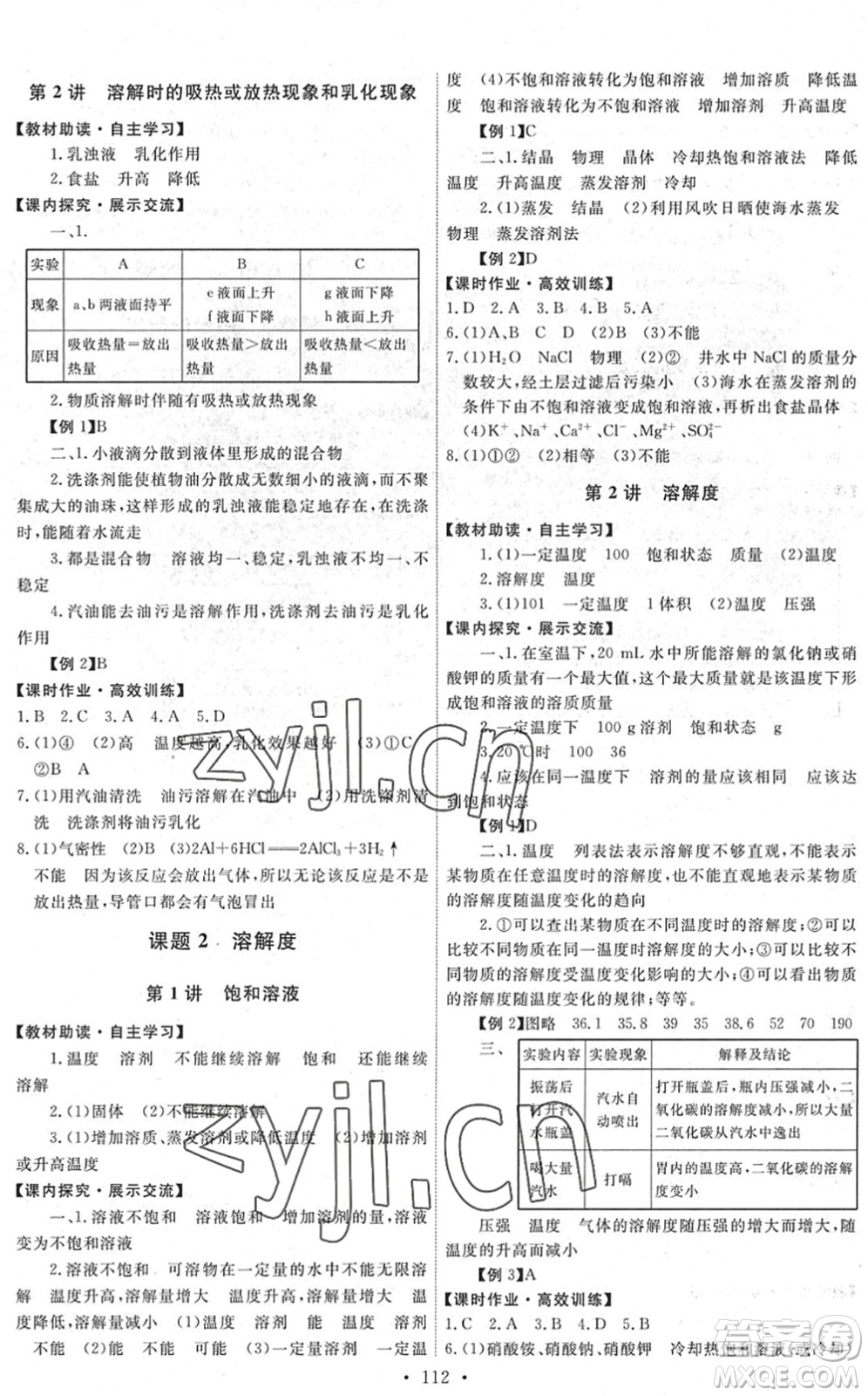 人民教育出版社2022能力培養(yǎng)與測(cè)試九年級(jí)化學(xué)下冊(cè)人教版湖南專版答案