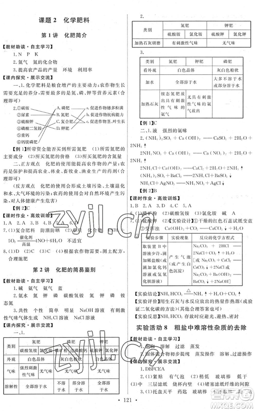 人民教育出版社2022能力培養(yǎng)與測(cè)試九年級(jí)化學(xué)下冊(cè)人教版湖南專版答案