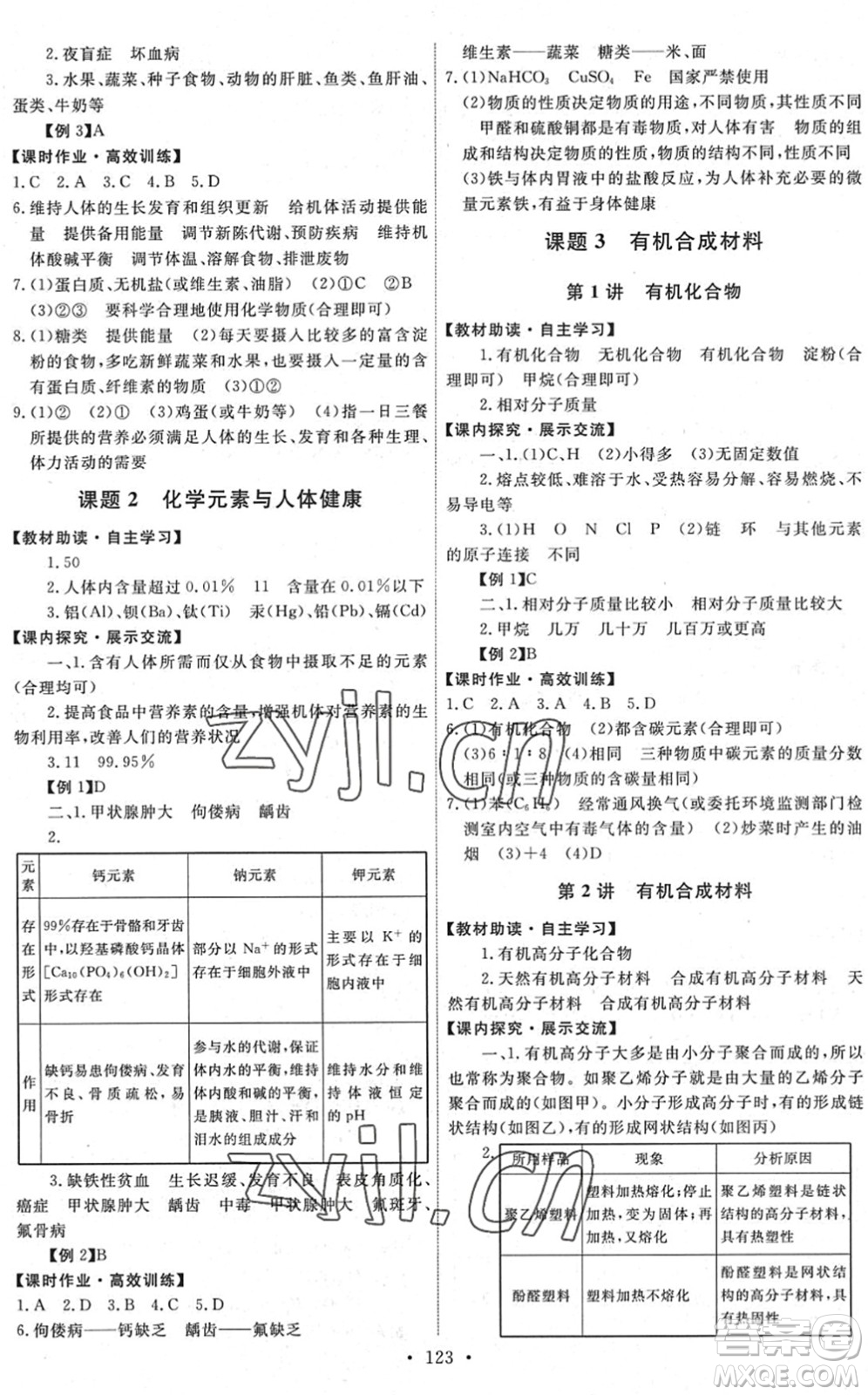 人民教育出版社2022能力培養(yǎng)與測(cè)試九年級(jí)化學(xué)下冊(cè)人教版湖南專版答案