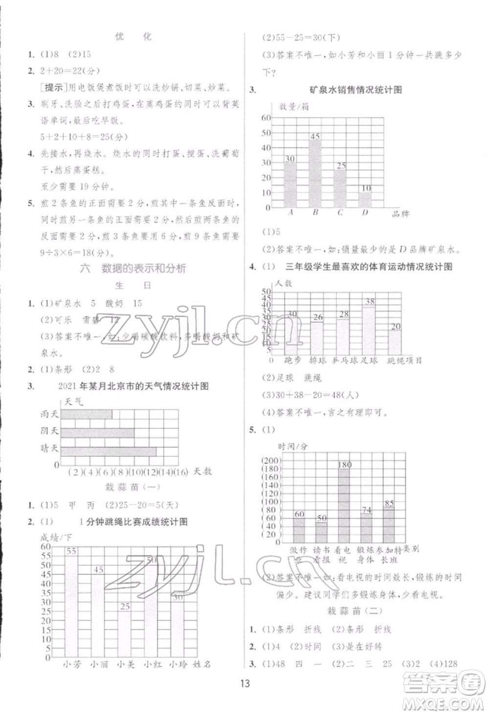 江蘇人民出版社2022實(shí)驗(yàn)班提優(yōu)訓(xùn)練四年級(jí)下冊(cè)數(shù)學(xué)北師大版參考答案