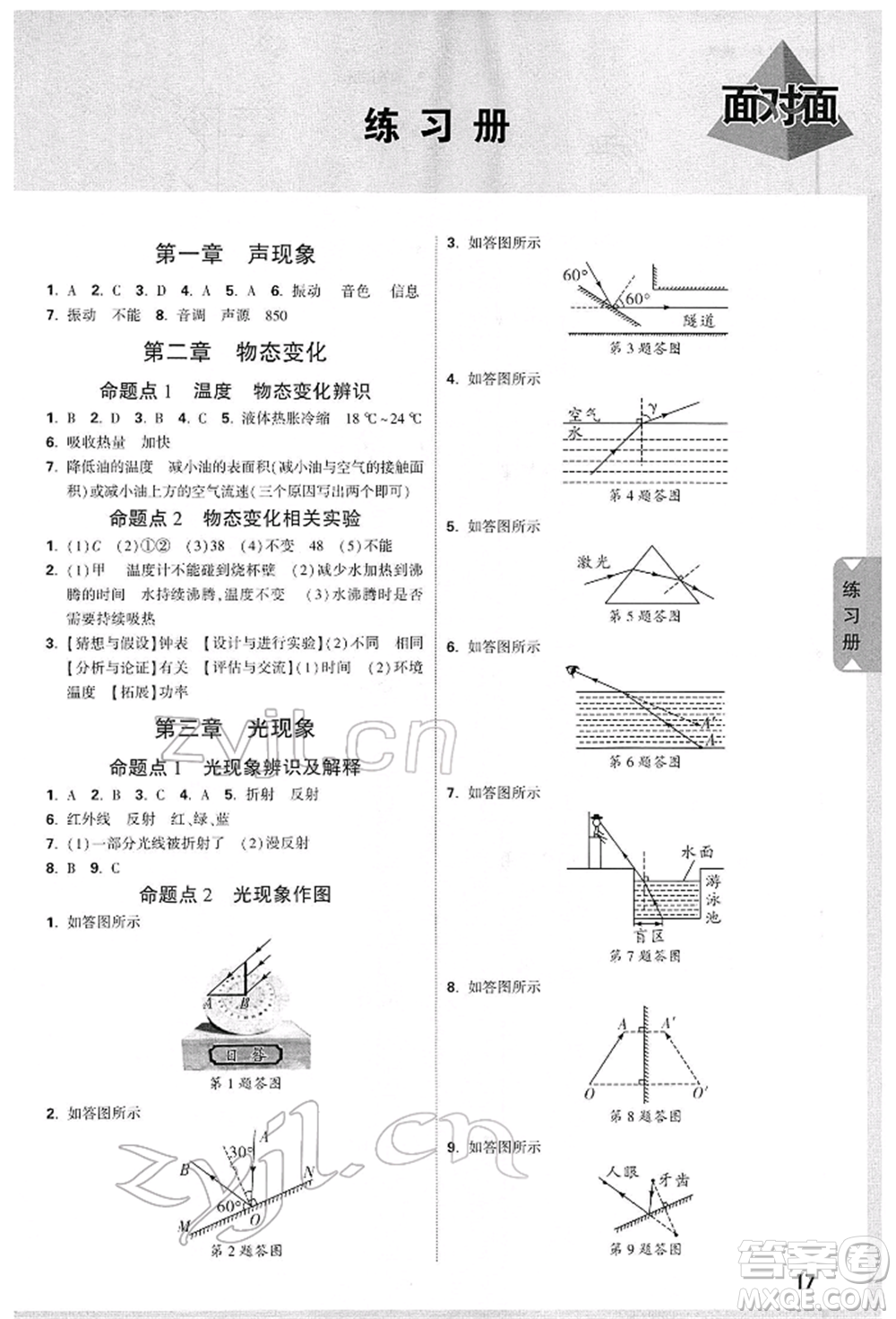 陜西科學(xué)技術(shù)出版社2022中考面對面九年級物理通用版陜西專版參考答案